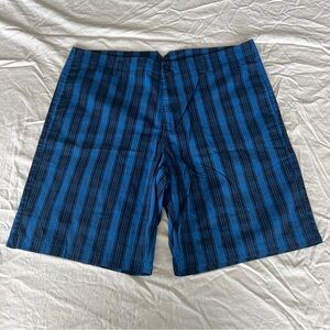 Greg Norman Collection Blue and Black Striped Men's Flat Front Shorts
